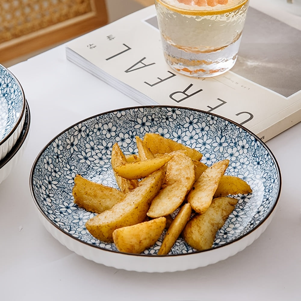 6-Piece Floral Ceramic Plate Set product detail photo in kitchen