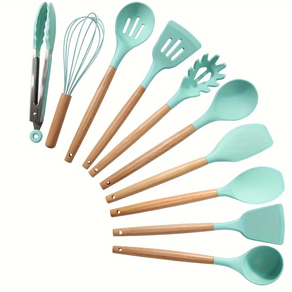Silicone Cooking Utensil Set – Wooden Handle Kitchen Tools product detail photo for kitchen