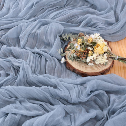 Table Runner BohemeFold Soft Chambray Voile With Twisted Boho Fringe