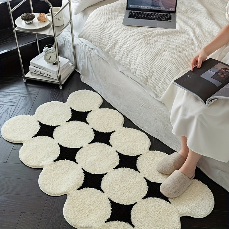 Black and White Star Bathroom Mat - Sink and Shower Floor Mat specification and dimensions reference for bathroom