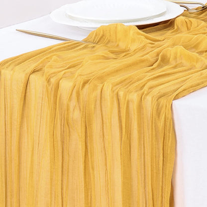 Table Runner BohemeFold Soft Chambray Voile With Twisted Boho Fringe