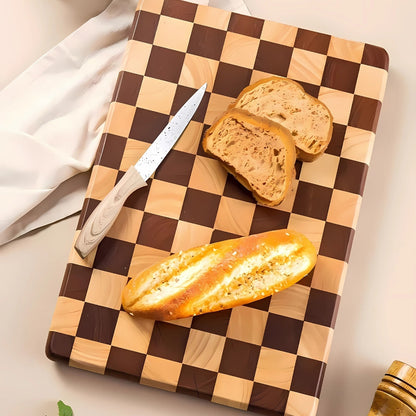 Checkered Acacia Cutting Board - Kitchen Prep and Serving Board specification and dimensions reference for kitchen