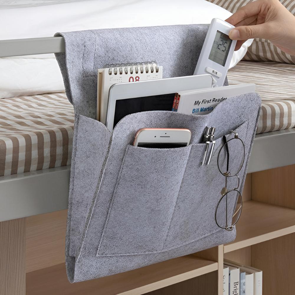 Bedside Storage Organizer – Minimal Hanging Caddy for Bed Frame product detail photo for bedroom
