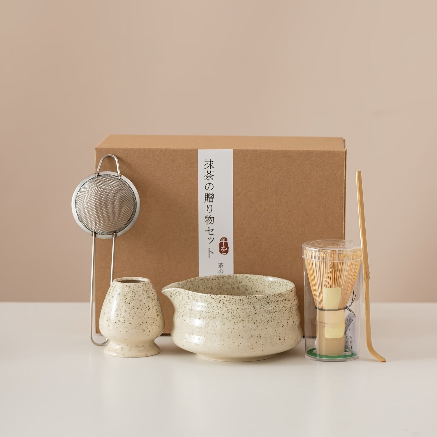 Matcha Tea Set – 5-Piece Ceramic and Bamboo Kit product detail photo for kitchen