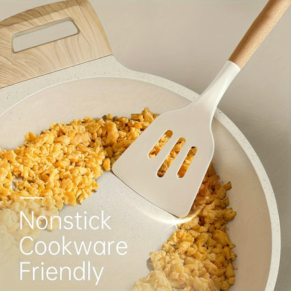 Silicone Cooking Utensil Set – Wooden Handle Kitchen Tools product detail photo for kitchen