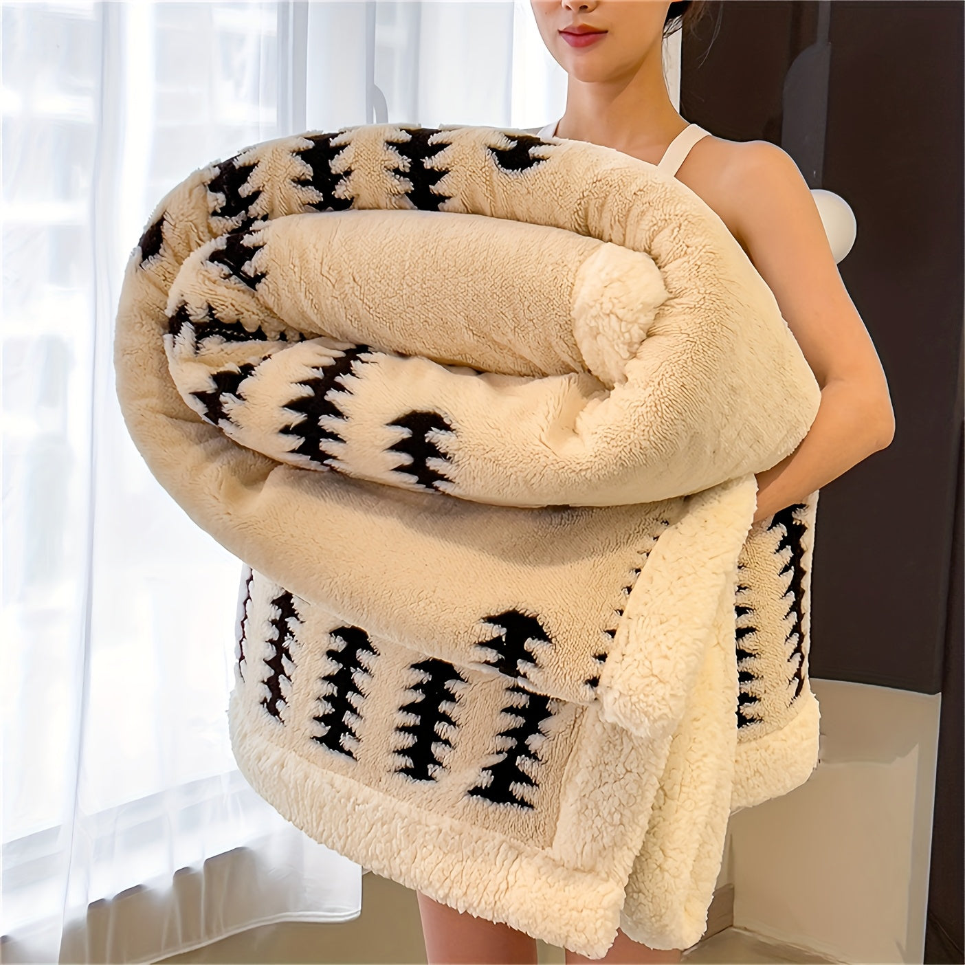 Geometric Throw Blanket – Striped Bedspread and Sofa Layer product detail photo for bedroom