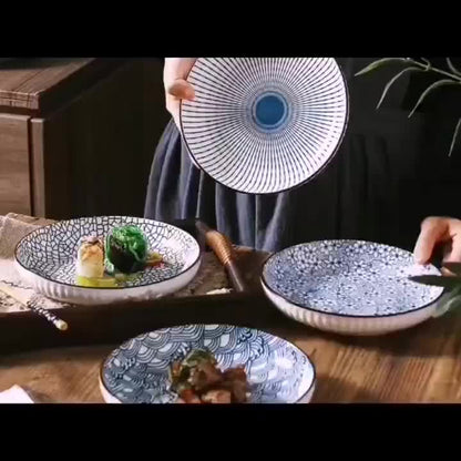 Japanese Ceramic Plate Set – 8" Mixed Colour Dinner Plates (Set of 4) product detail photo for kitchen