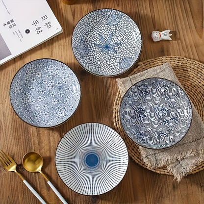 Japanese Ceramic Plate Set – 8" Mixed Colour Dinner Plates (Set of 4) product detail photo for kitchen