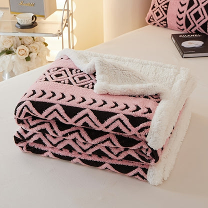 Geometric Sherpa Throw Blanket – Dual-Sided Sofa and Bed Layer product detail photo for bedroom