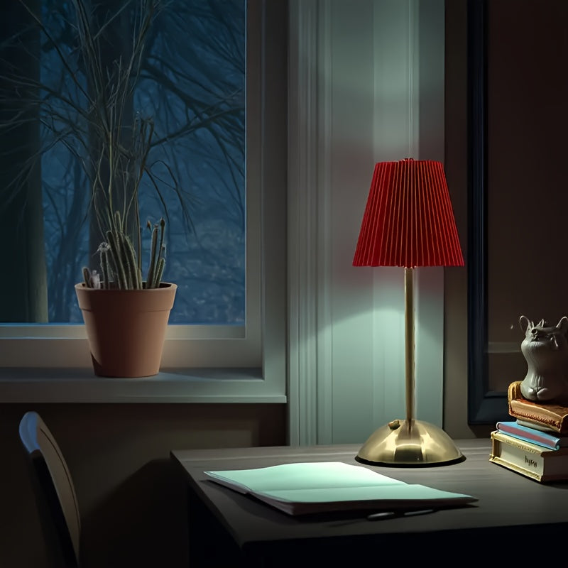 Pleated Table Lamp – Rechargeable Ambient Desk Light product detail photo for bedroom