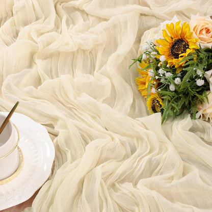 Table Runner BohemeFold Soft Chambray Voile With Twisted Boho Fringe
