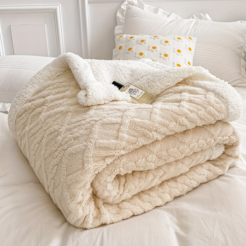 Jacquard Velvet Blanket – Double Layer Bed and Sofa Throw product detail photo for bedroom