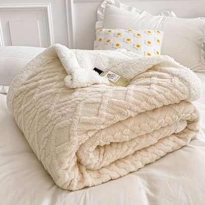 Jacquard Velvet Blanket – Double Layer Bed and Sofa Throw product detail photo for bedroom