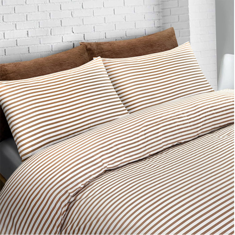 Striped Duvet Cover Set - Washed Bedroom Bedding Set room setting lifestyle photo for bedroom