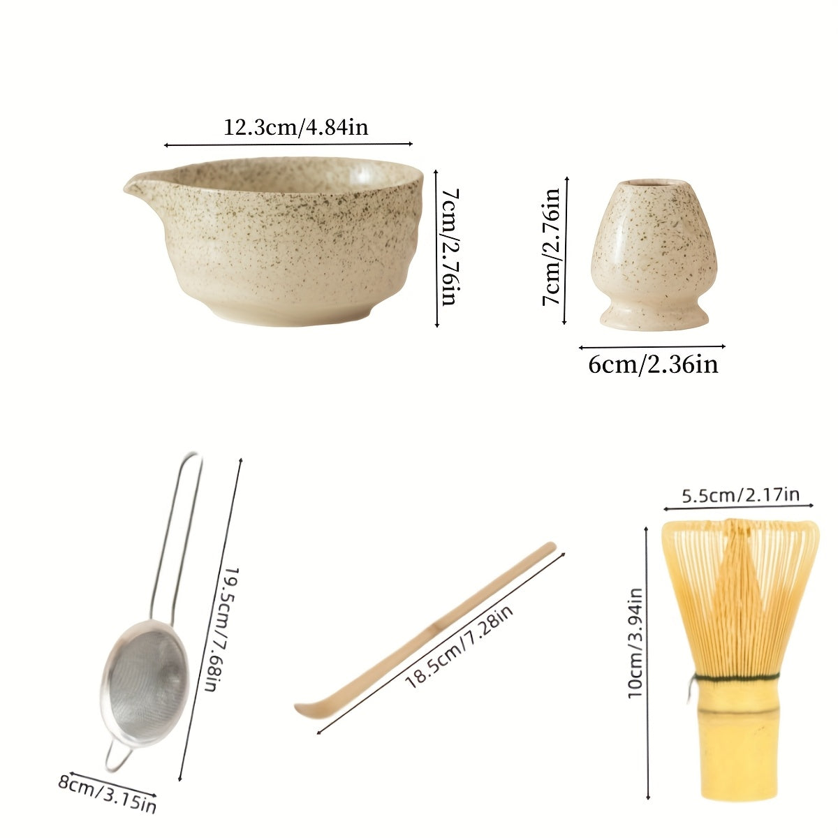 Matcha Tea Set – 5-Piece Ceramic and Bamboo Kit product detail photo for kitchen