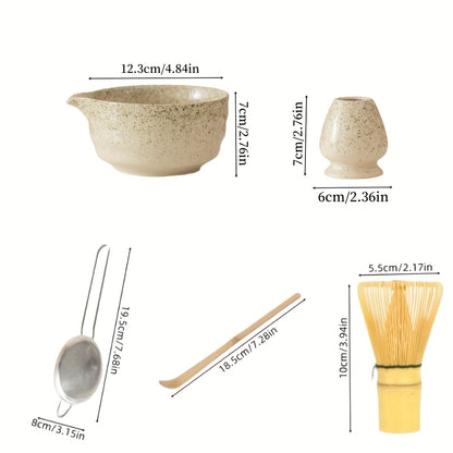 Matcha Tea Set – 5-Piece Ceramic and Bamboo Kit product detail photo for kitchen