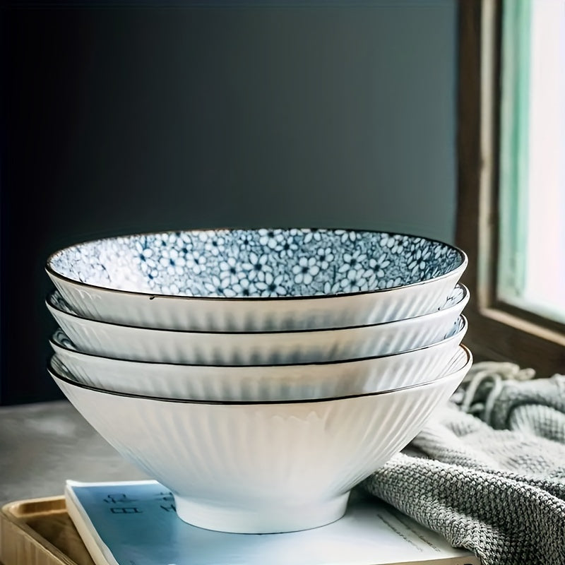 4-Piece Japanese Ceramic Bowl Set - Dining and Ramen Bowls product detail photo for kitchen
