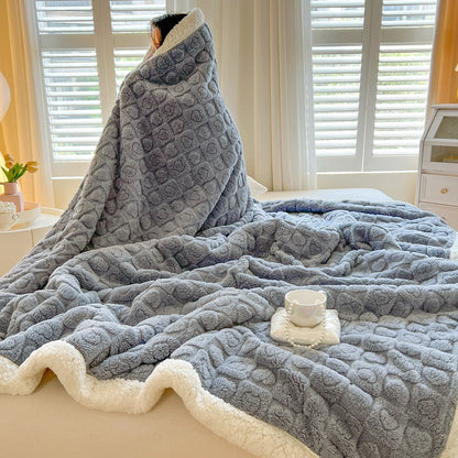 Berber Fleece Blanket Double-Layer Velvet Throw For Deeper Warmth