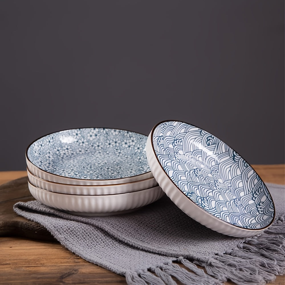 6-Piece Floral Ceramic Plate Set lifestyle product photo in kitchen