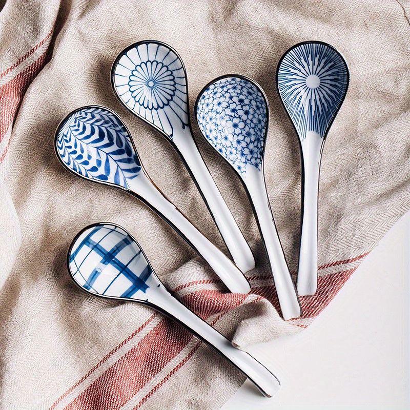 Hand-Painted Ceramic Spoon Set – Japanese Style Serving Spoons product detail photo for kitchen