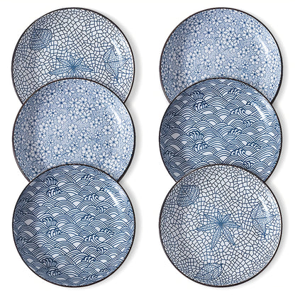 6-Piece Floral Ceramic Plate Set product detail photo in kitchen