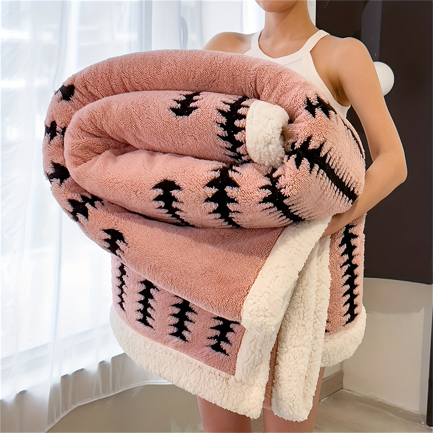 Geometric Throw Blanket – Striped Bedspread and Sofa Layer product detail photo for bedroom