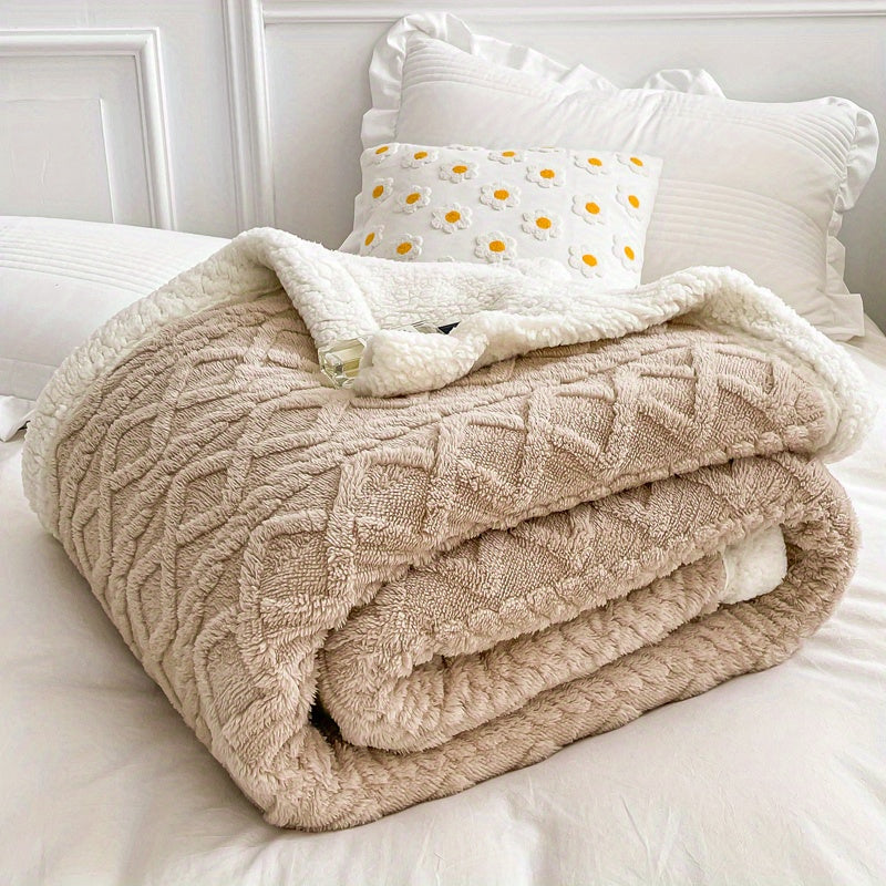 Jacquard Velvet Blanket – Double Layer Bed and Sofa Throw product detail photo for bedroom
