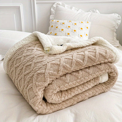 Jacquard Velvet Blanket – Double Layer Bed and Sofa Throw product detail photo for bedroom
