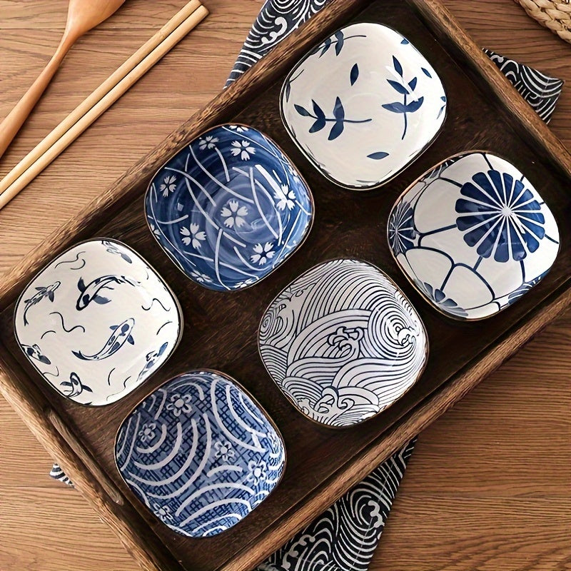 Ceramic Japanese Sauce Dish Set – Small Serving Plates (Set of 6) lifestyle product photo for kitchen