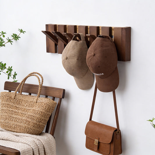 Wood Wall Coat Rack – Foldable Hook Organizer