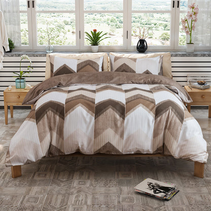 Geometric Stripe Duvet Cover Set - Washed Bedroom Bedding Set room setting lifestyle photo for bedroom
