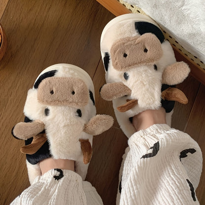 Cow Print Slippers – Plush Indoor House Slides specification and dimensions reference for bedroom