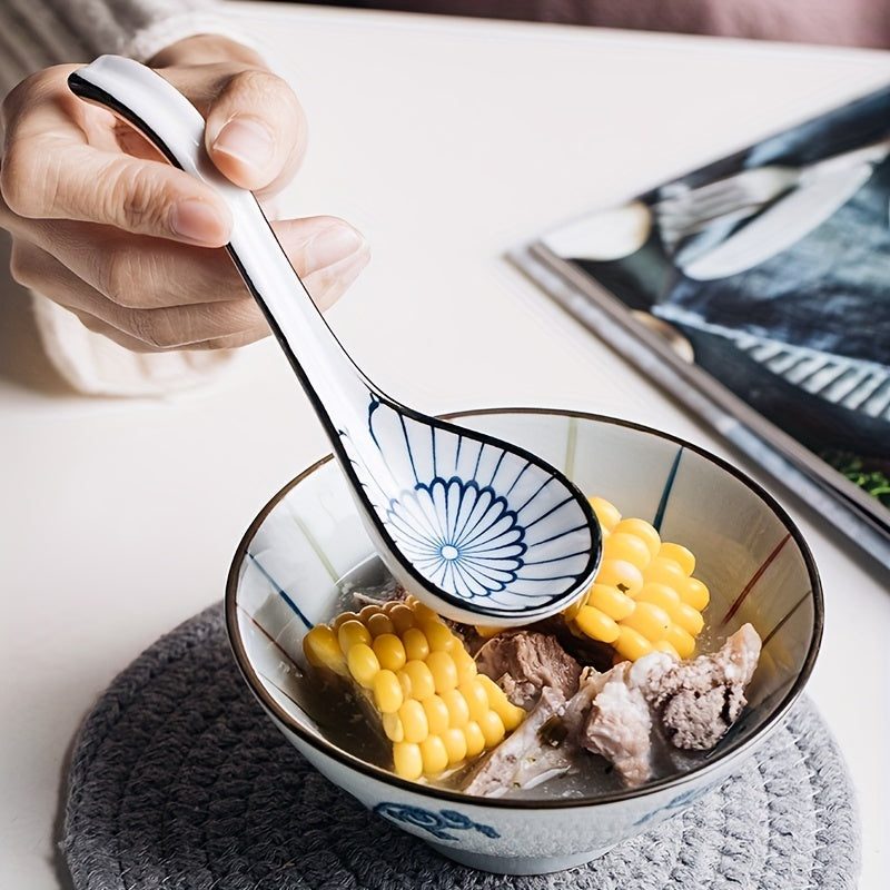 Hand-Painted Ceramic Spoon Set – Japanese Style Serving Spoons product detail photo for kitchen