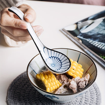 Hand-Painted Ceramic Spoon Set – Japanese Style Serving Spoons product detail photo for kitchen