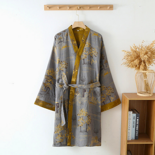 Cotton Kimono Bathrobe – Relaxed Wrap Robe for Home