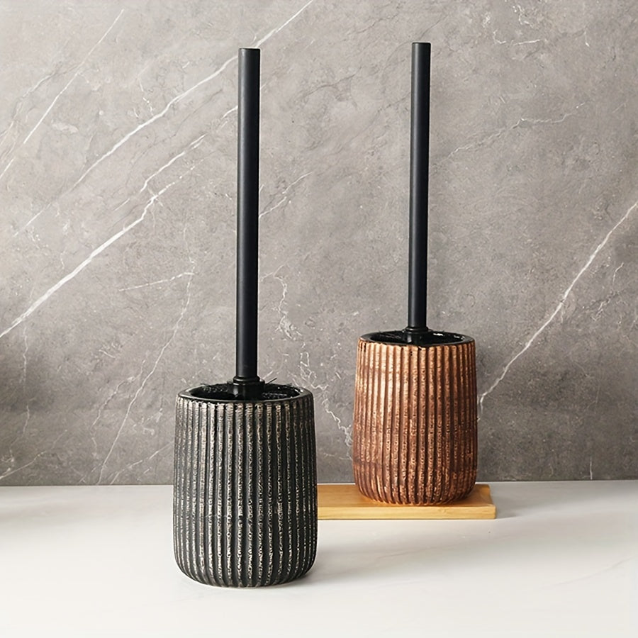 Ceramic Toilet Brush Holder – Bathroom Brush Set lifestyle product photo for living room