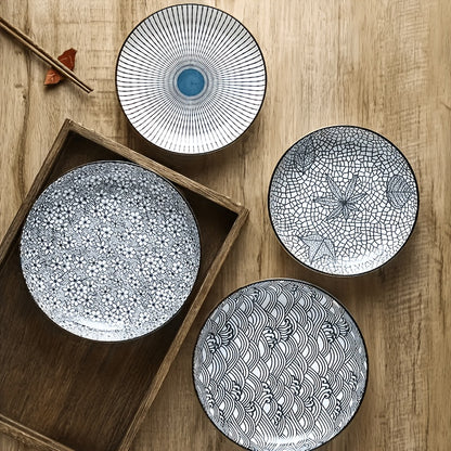 Japanese Ceramic Plate Set – 8" Mixed Colour Dinner Plates (Set of 4) specification and dimensions reference for kitchen