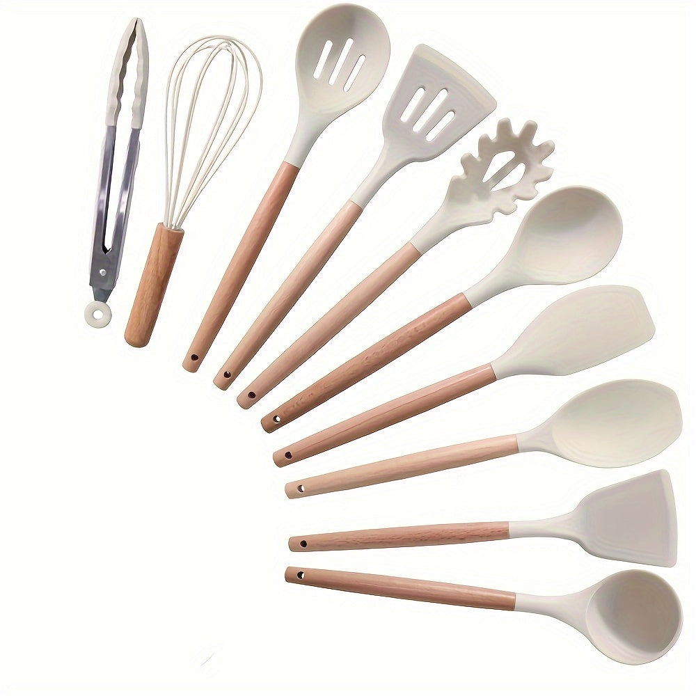 Silicone Cooking Utensil Set – Wooden Handle Kitchen Tools product detail photo for kitchen