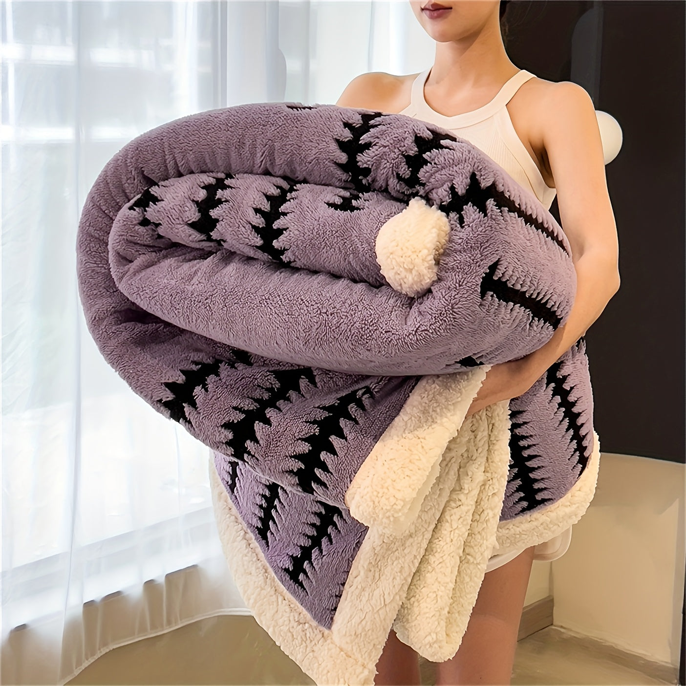 Geometric Throw Blanket – Striped Bedspread and Sofa Layer product detail photo for bedroom