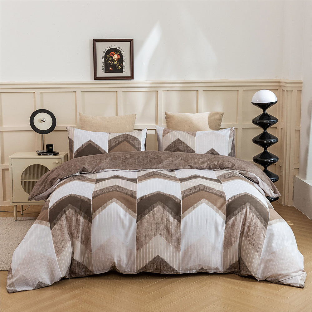 Geometric Stripe Duvet Cover Set - Washed Bedroom Bedding Set lifestyle product photo for bedroom
