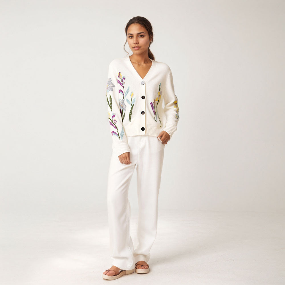 Cardigan à imprimé fleuri pour femmes