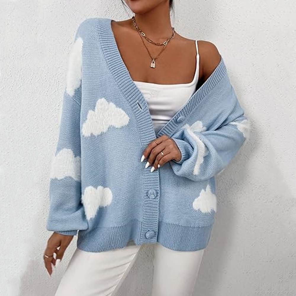 Cardigans à imprimé nuage pour femmes