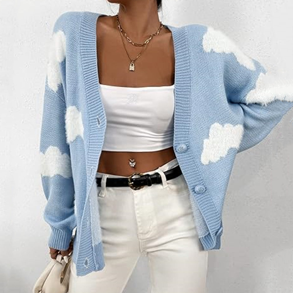 Cardigans à imprimé nuage pour femmes