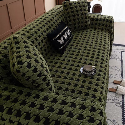 Houndstooth Sofa Cover – Textured Throw for Couches