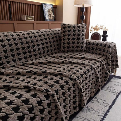 Houndstooth Sofa Cover – Textured Throw for Couches