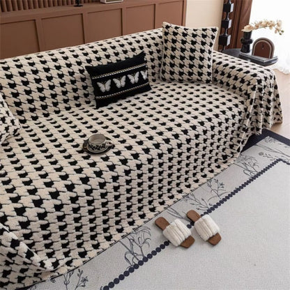 Houndstooth Sofa Cover – Textured Throw for Couches