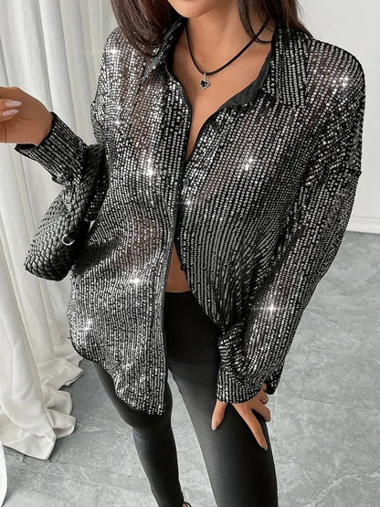 Chemise ample à paillettes pour femmes