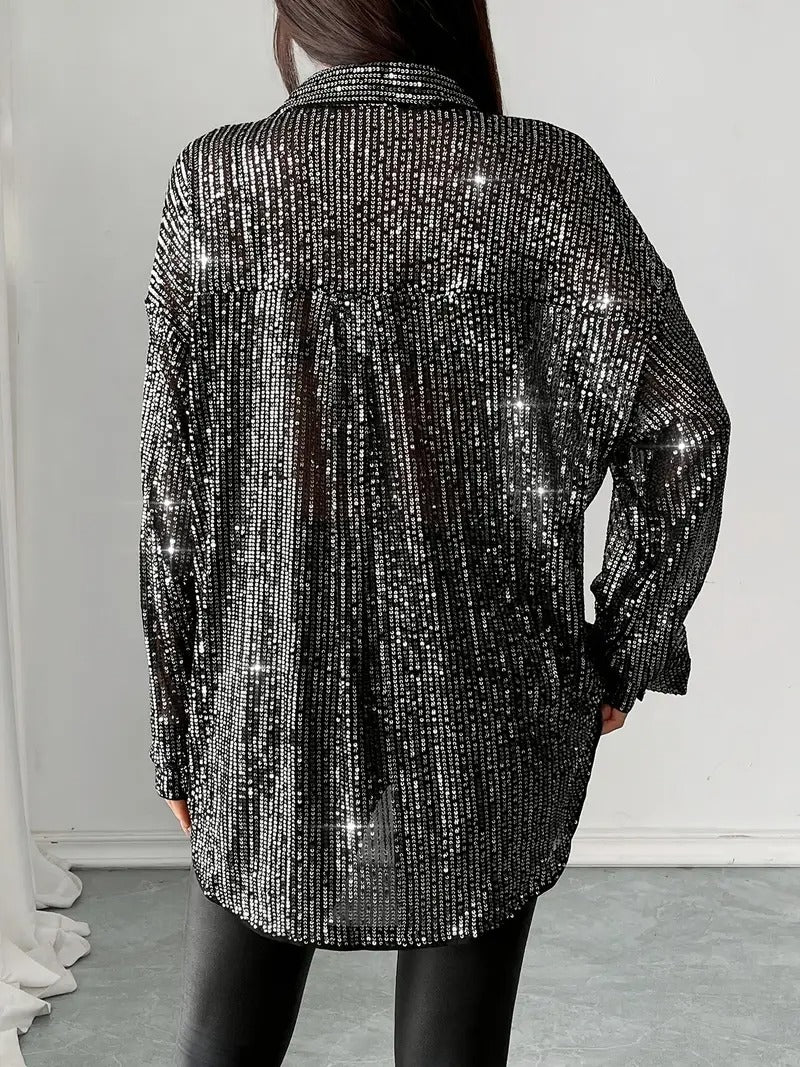 Chemise ample à paillettes pour femmes