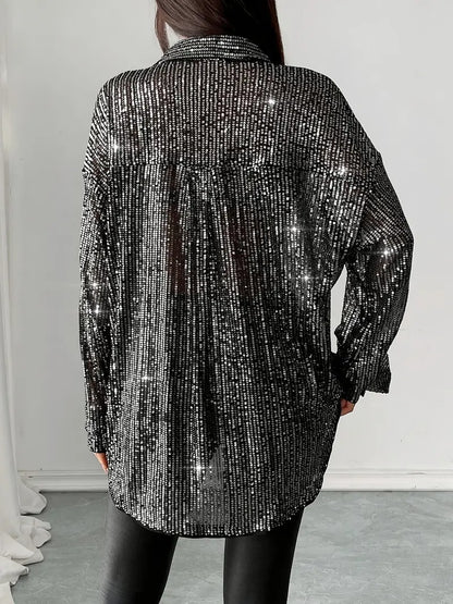 Chemise ample à paillettes pour femmes
