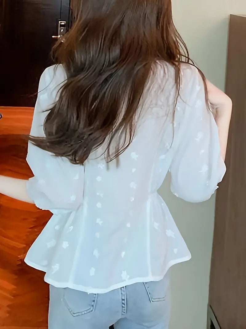 Chemise ample tendance avec broderie ajourée pour femmes